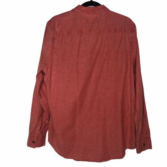 MENS TOPMAN RED CHAMBRAY LONG SLEEVE BUTTON DOWN SHIRT with POCKET XL - Picture 5 of 9